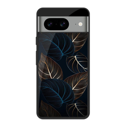 Blue Golden Leaves Google Pixel 8 Glass Cases & Covers Online