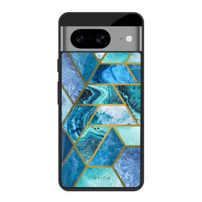 Turquoise Geometrical Marble Google Pixel 8 Glass Cases & Covers Online