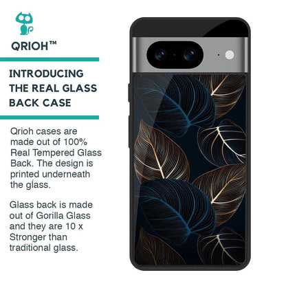 Blue Golden Leaves Glass Case for Google Pixel 8