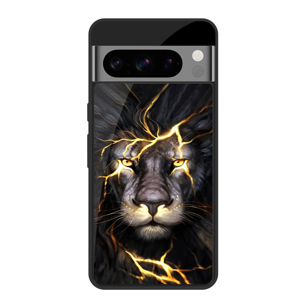 Golden Grey Lion Google Pixel 8 Pro Glass Cases & Covers Online