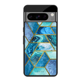 Turquoise Geometrical Marble Google Pixel 8 Pro Glass Cases & Covers Online