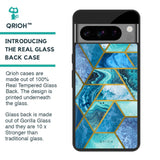 Turquoise Geometrical Marble Glass Case for Google Pixel 8 Pro