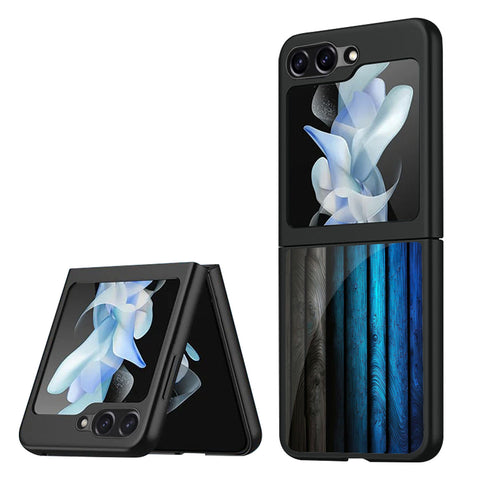 Grey & Blue Wooden Texture Samsung Galaxy Z Flip5 5G Glass Cases & Covers Online