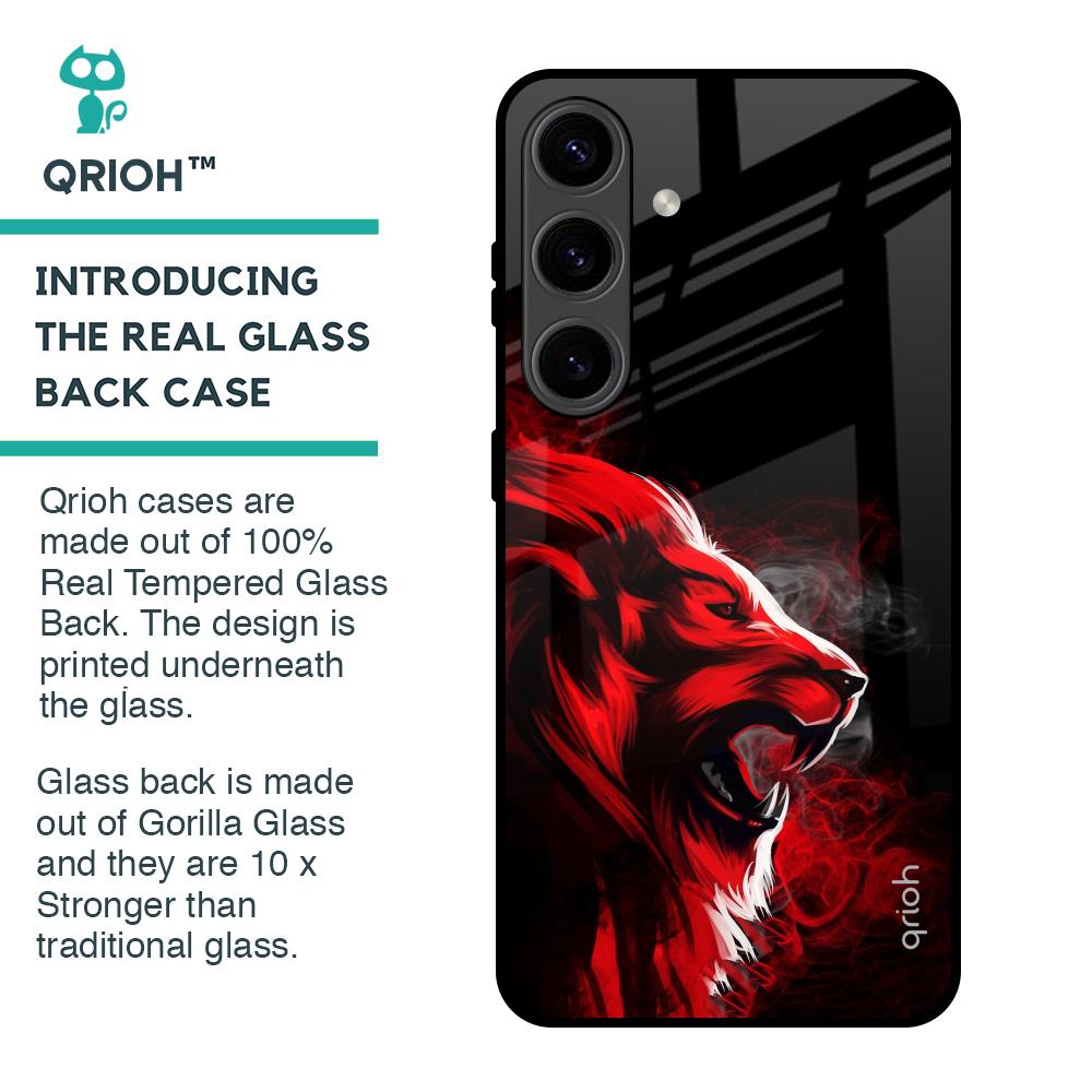Red Angry Lion Glass Case for Samsung Galaxy S24 5G