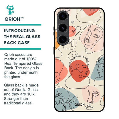 Abstract Faces Glass Case for Samsung Galaxy S24 5G