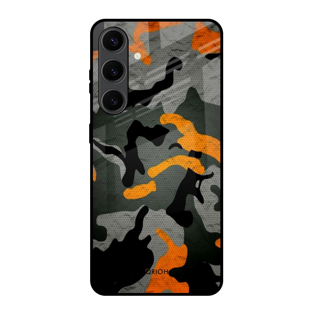 Camouflage Orange Samsung Galaxy S24 Plus 5G Glass Back Cover Online