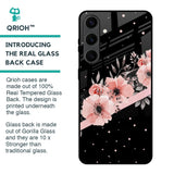 Floral Black Band Glass Case For Samsung Galaxy S24 Plus 5G
