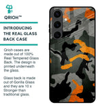 Camouflage Orange Glass Case For Samsung Galaxy S24 Plus 5G