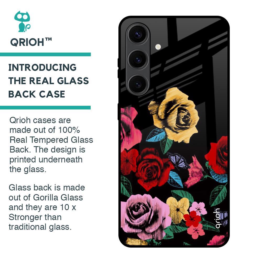 Floral Decorative Glass Case For Samsung Galaxy S24 Plus 5G