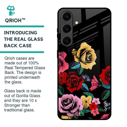 Floral Decorative Glass Case For Samsung Galaxy S24 Plus 5G