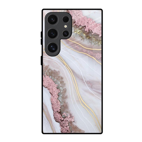 Pink & Gold Gllitter Marble Samsung Galaxy S24 Ultra 5G Glass Back Cover Online