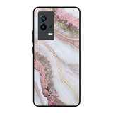 Pink & Gold Gllitter Marble IQOO 8 5G Glass Back Cover Online