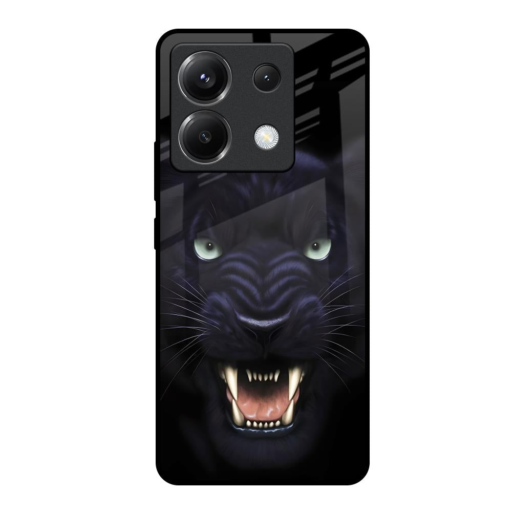 Angry Black Leopard Poco X6 5G Glass Back Cover Online