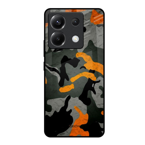Camouflage Orange Poco X6 5G Glass Back Cover Online