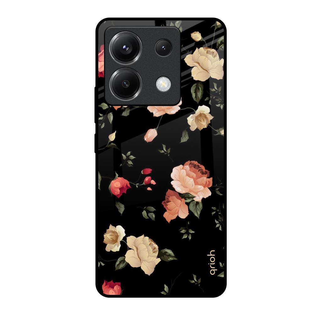 Black Spring Floral Poco X6 5G Glass Back Cover Online