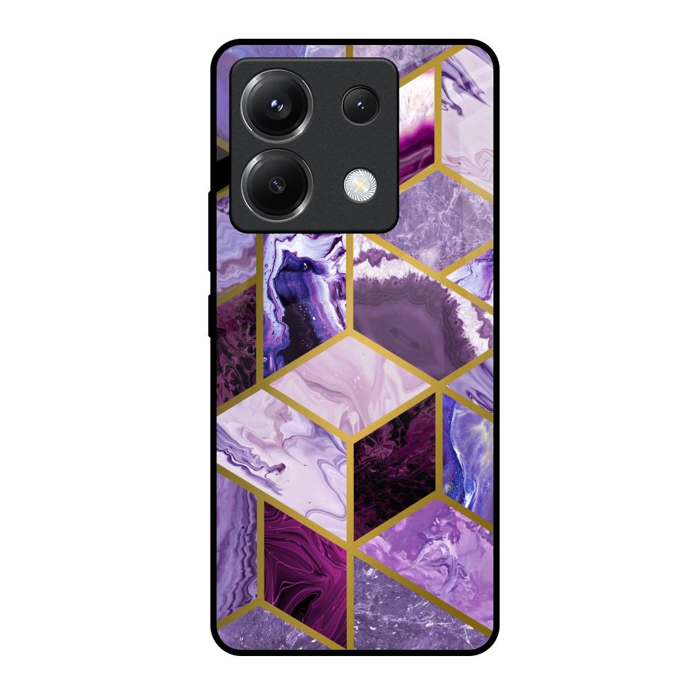 Purple Rhombus Marble Poco X6 5G Glass Back Cover Online