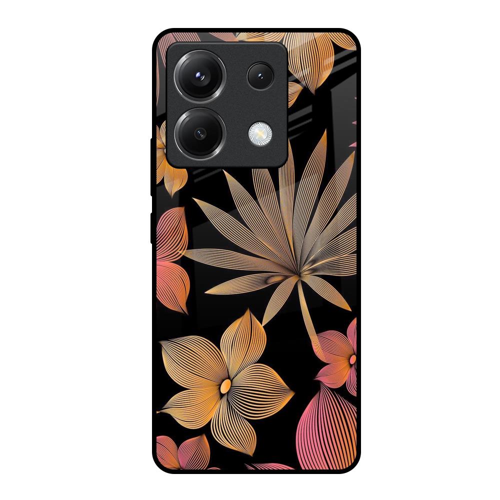 Lines Pattern Flowers Poco X6 5G Glass Back Cover Online