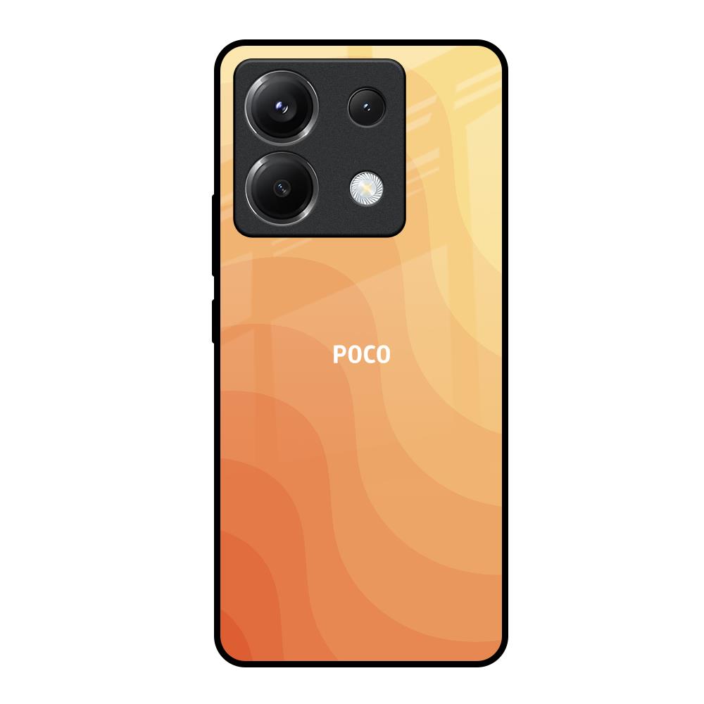Orange Curve Pattern Poco X6 5G Glass Back Cover Online