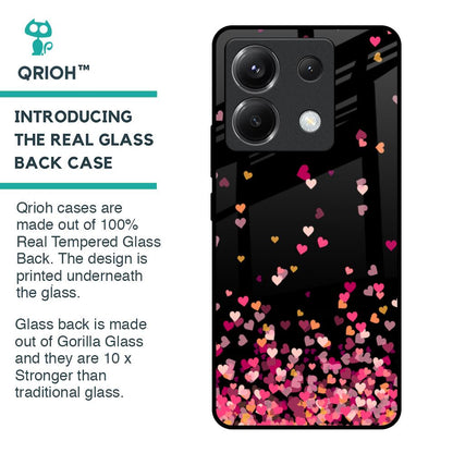 Heart Rain Fall Glass Case For Poco X6 5G