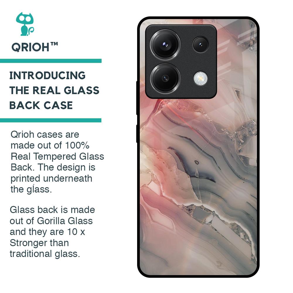 Pink And Grey Marble Glass Case For Poco X6 5G