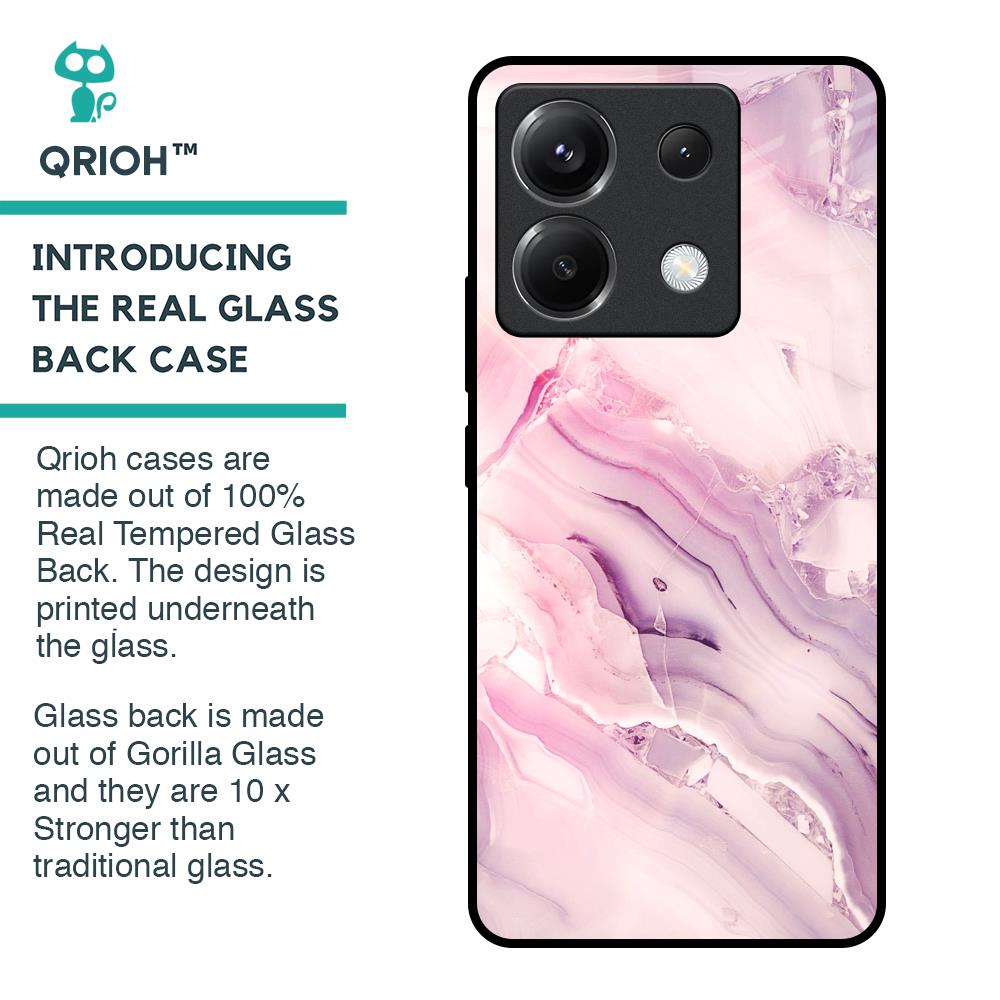 Diamond Pink Gradient Glass Case For Poco X6 5G