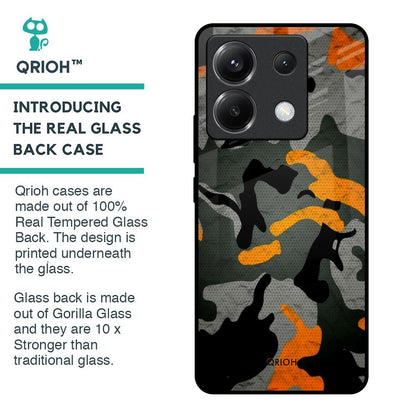 Camouflage Orange Glass Case For Poco X6 5G