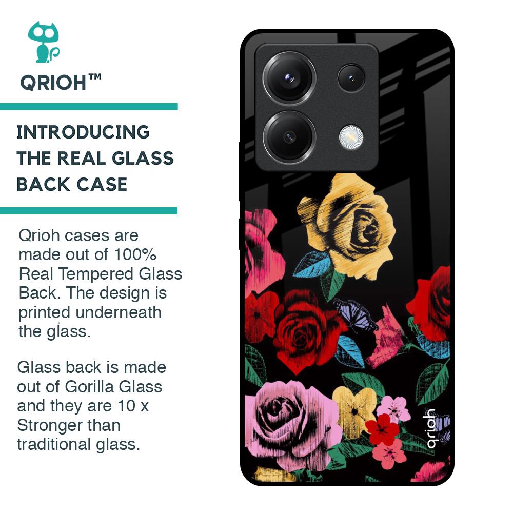 Floral Decorative Glass Case For Poco X6 5G
