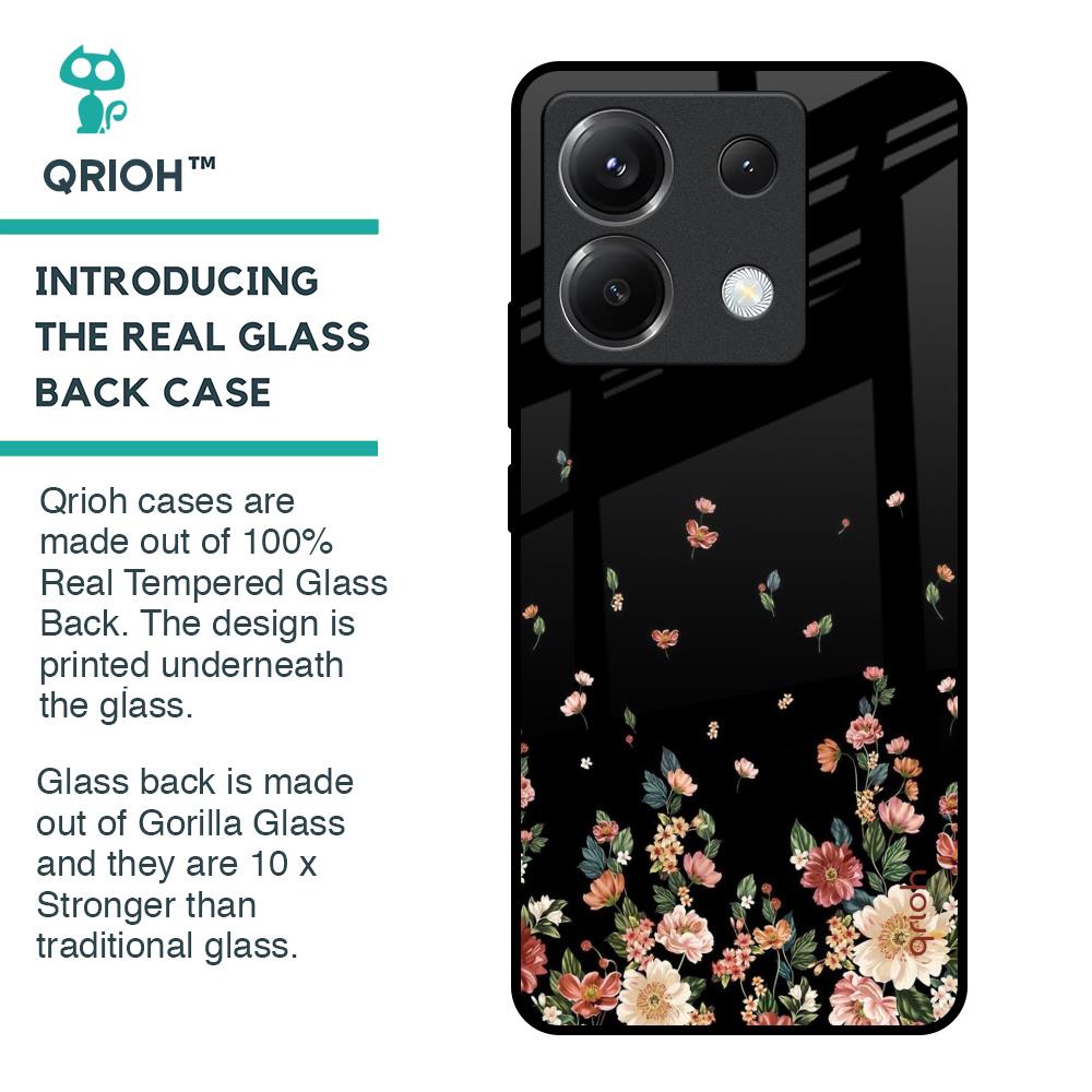 Floating Floral Print Glass Case for Poco X6 5G