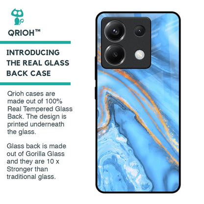Vibrant Blue Marble Glass Case for Poco X6 5G