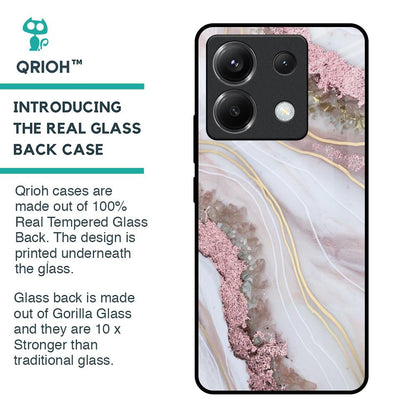 Pink & Gold Gllitter Marble Glass Case for Poco X6 5G
