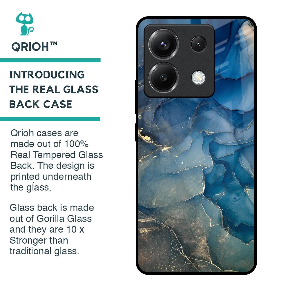 Blue Cool Marble Glass Case for Poco X6 5G