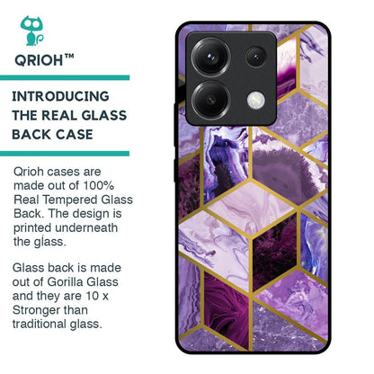 Purple Rhombus Marble Glass Case for Poco X6 5G
