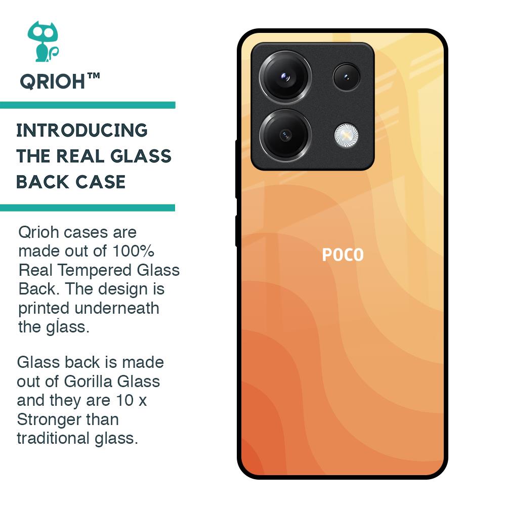 Orange Curve Pattern Glass Case for Poco X6 5G