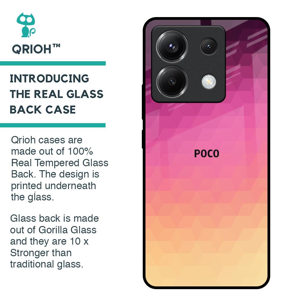 Geometric Pink Diamond Glass Case for Poco X6 5G