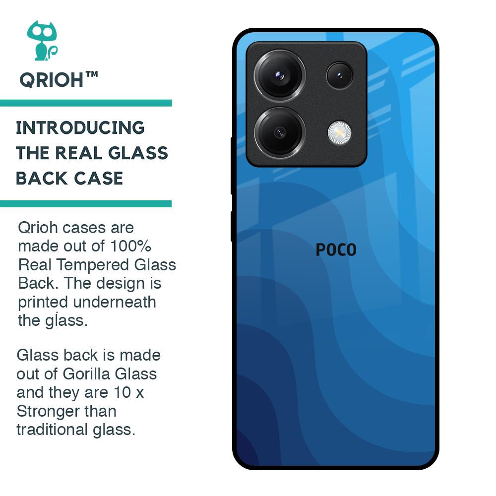 Blue Wave Abstract Glass Case for Poco X6 5G