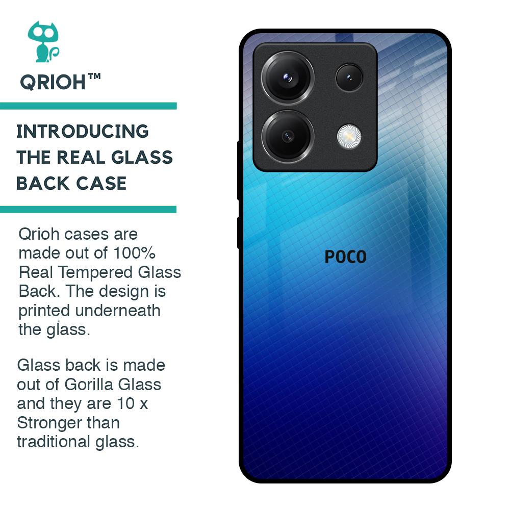 Blue Rhombus Pattern Glass Case for Poco X6 5G