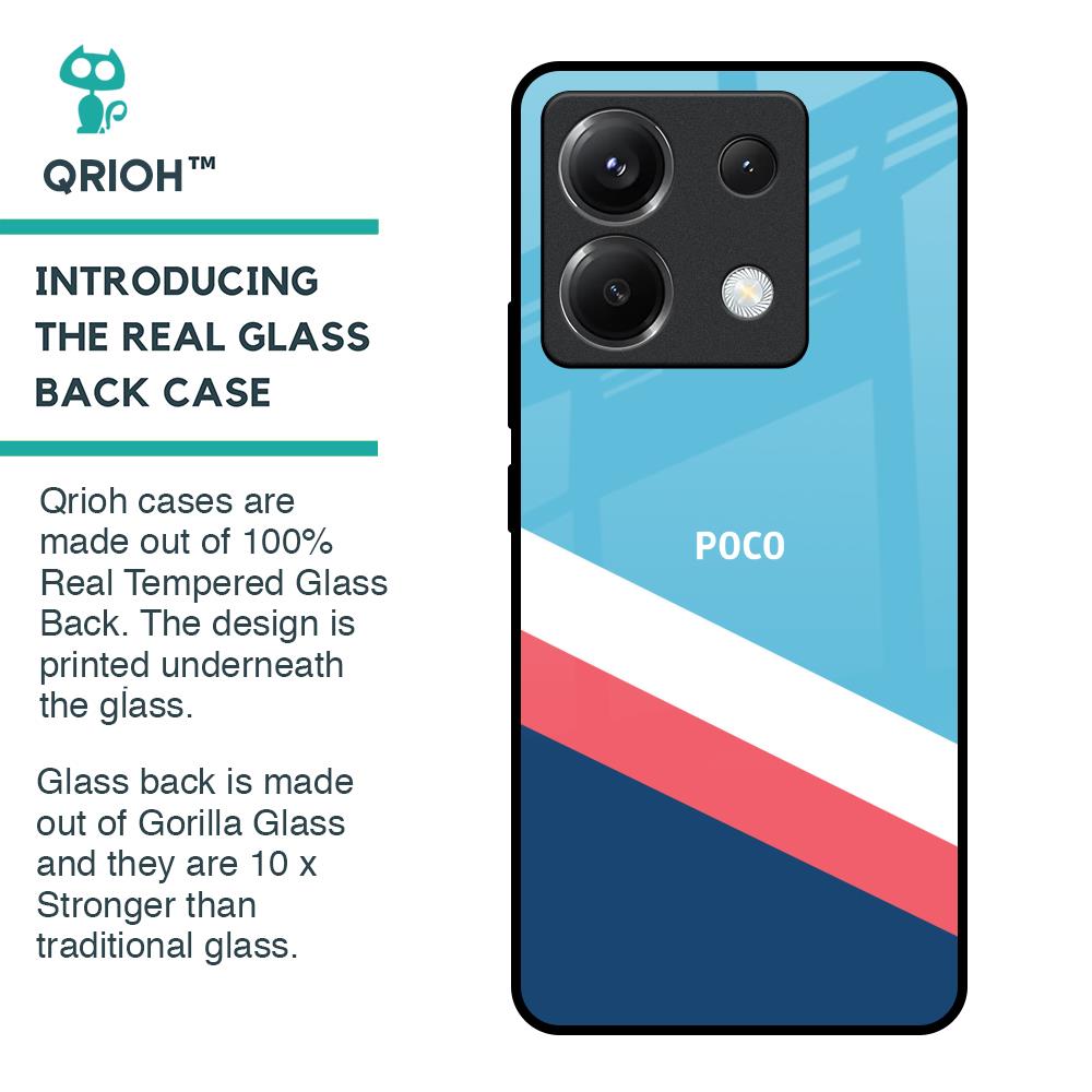 Pink & White Stripes Glass Case For Poco X6 5G