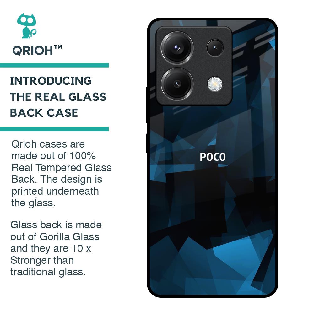 Polygonal Blue Box Glass Case For Poco X6 5G