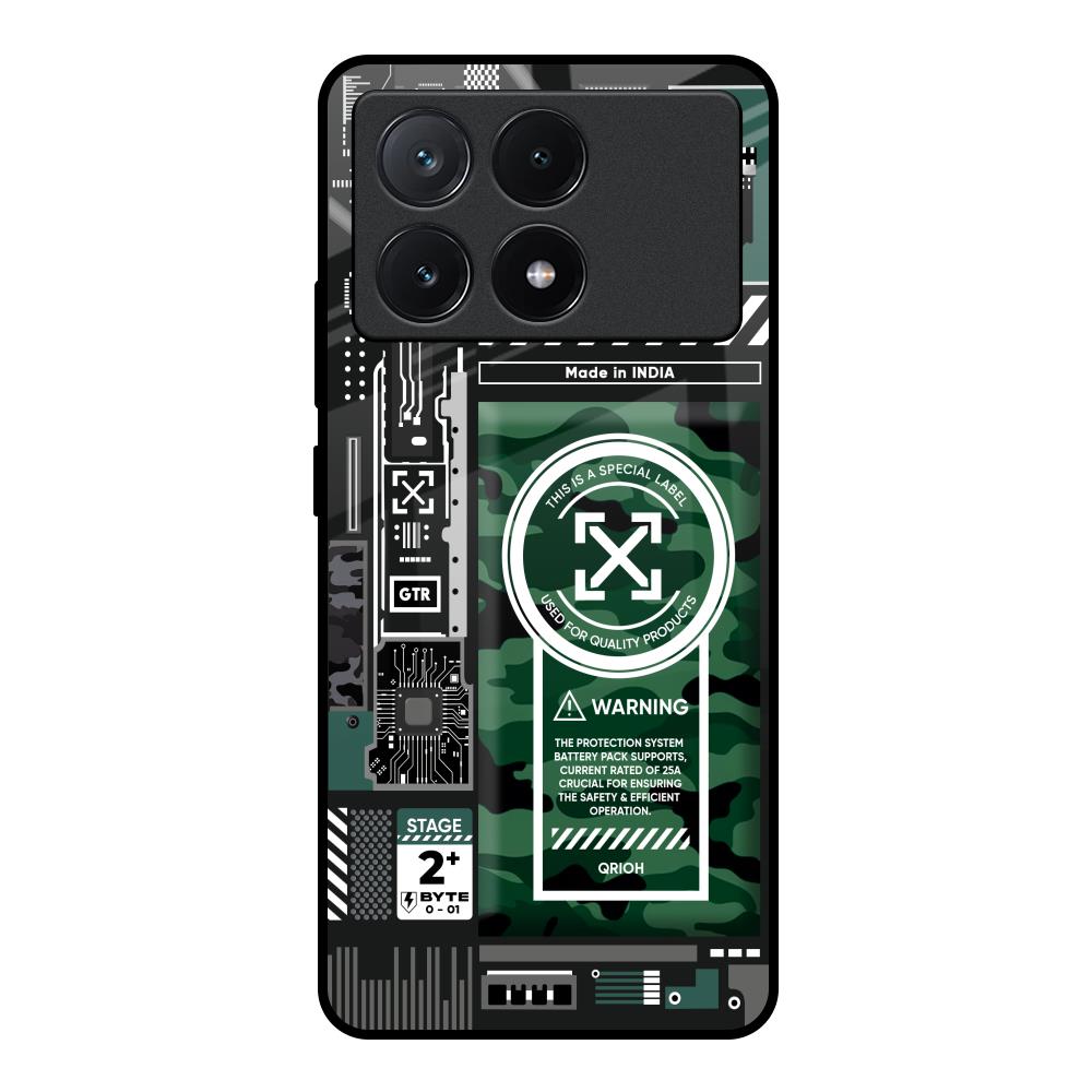 Green Camo Circuit Poco X6 Pro 5G Glass Back Cover Online