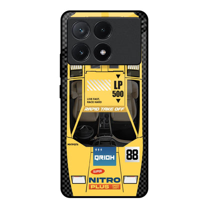 Yellow Racing Car Poco X6 Pro 5G Glass Back Cover Online