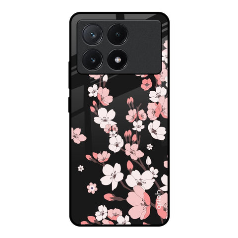 Black Cherry Blossom Poco X6 Pro 5G Glass Back Cover Online