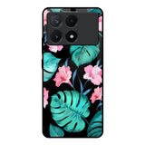 Tropical Leaves & Pink Flowers Poco X6 Pro 5G Glass Back Cover Online