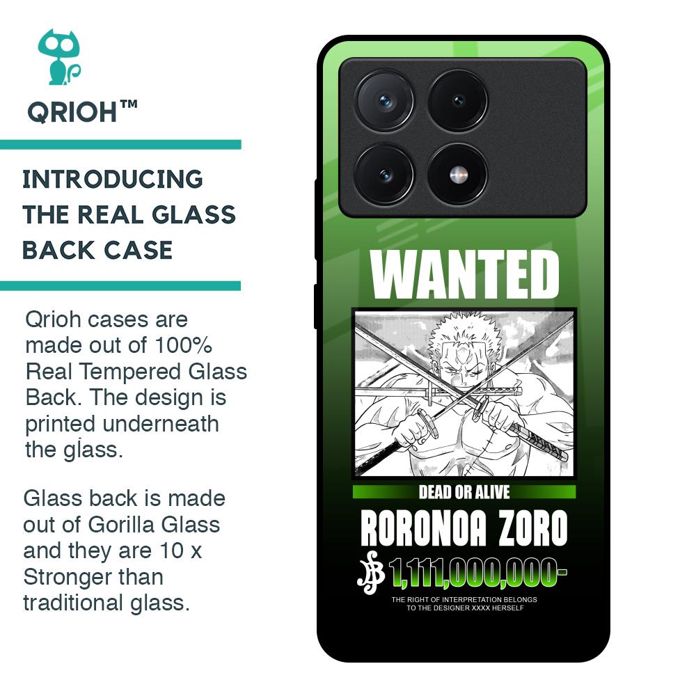Zoro Wanted Glass Case for Poco X6 Pro 5G