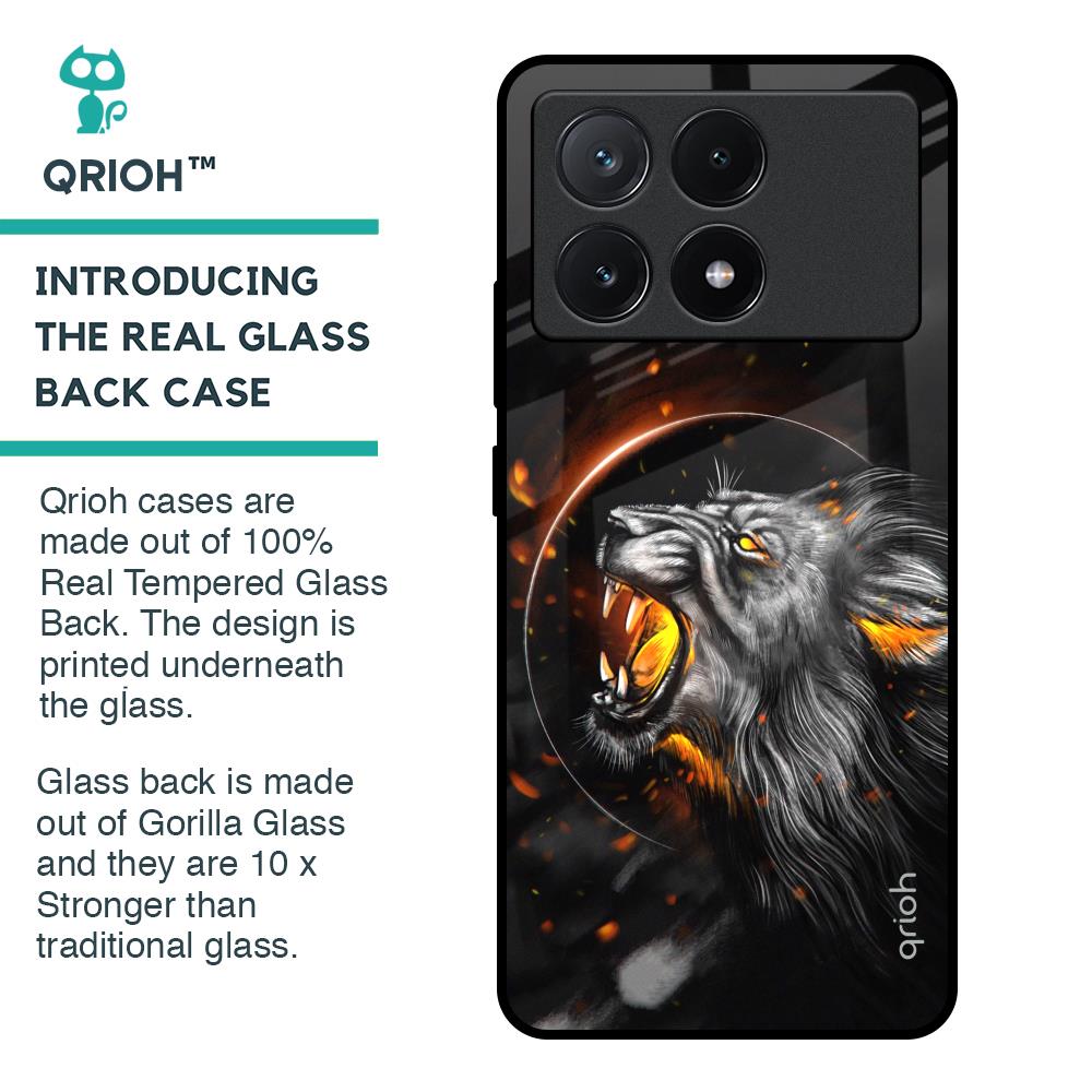 Aggressive Lion Glass Case for Poco X6 Pro 5G