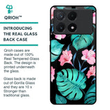 Tropical Leaves & Pink Flowers Glass Case for Poco X6 Pro 5G