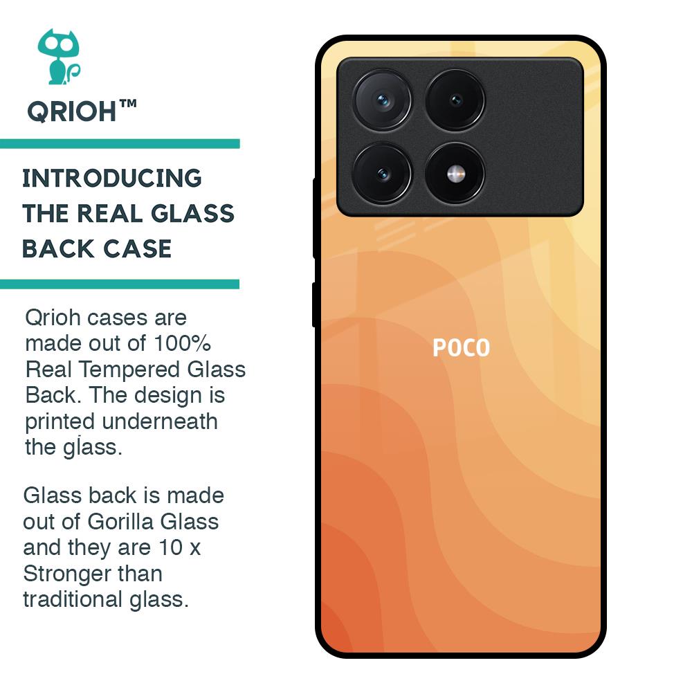 Orange Curve Pattern Glass Case for Poco X6 Pro 5G