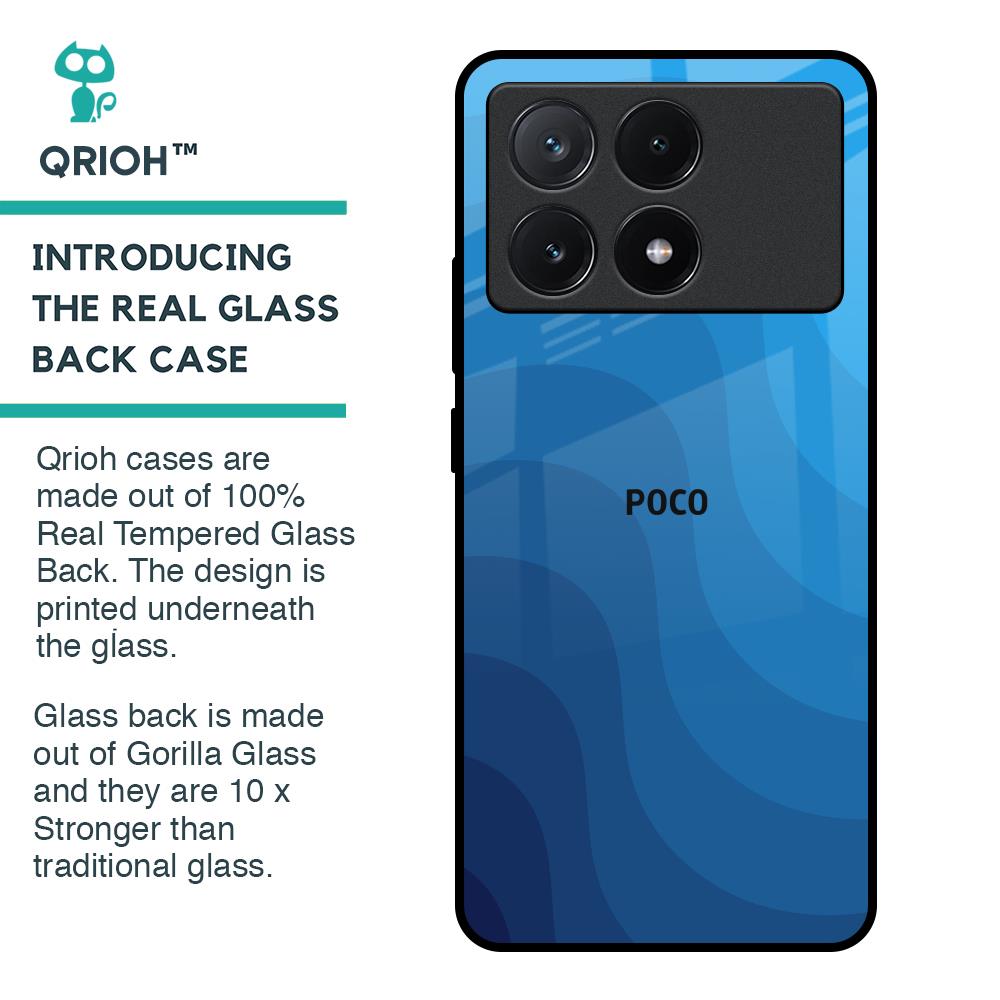 Blue Wave Abstract Glass Case for Poco X6 Pro 5G