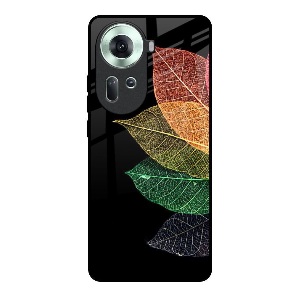Colorful Leaves Oppo Reno11 5G Glass Back Cover Online