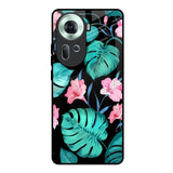 Tropical Leaves & Pink Flowers Oppo Reno11 5G Glass Back Cover Online