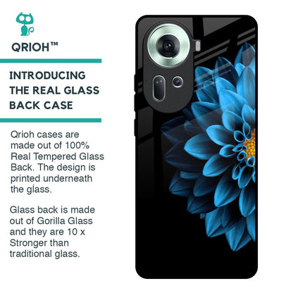 Half Blue Flower Glass Case for Oppo Reno11 5G
